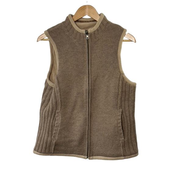 Gander Mountain Guide Series Tan Lambswool Blend Full Zip Vest Women's Medium - Picture 1 of 14